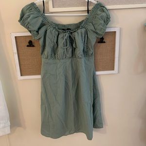 Lulus olive green dress- off the shoulder. Size Medium.